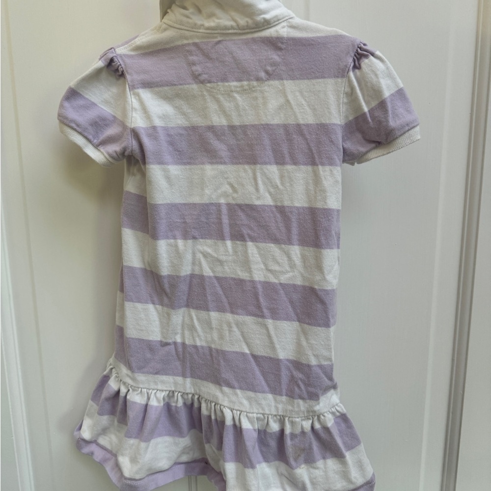 Ralph Lauren 24M Girls Purple & White Stripe Short Sleeve Collar Dress - Picture 6 of 7